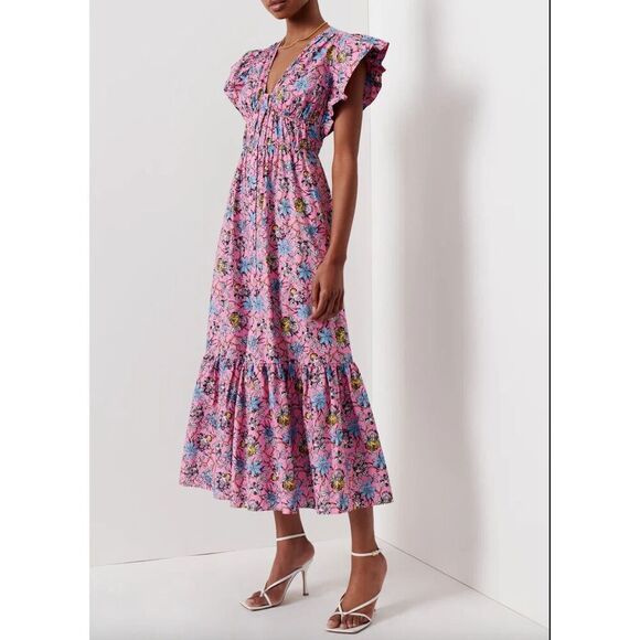 Derek Lam 10 Crosby Dress Size 6 Greta Pink Flutter Sleeve Button Down - Picture 2 of 12